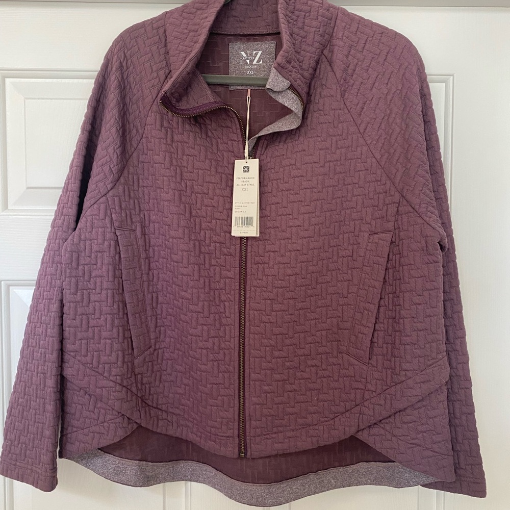 NIC+ZOE Purple Bomber Jacket with Geometric Quilting